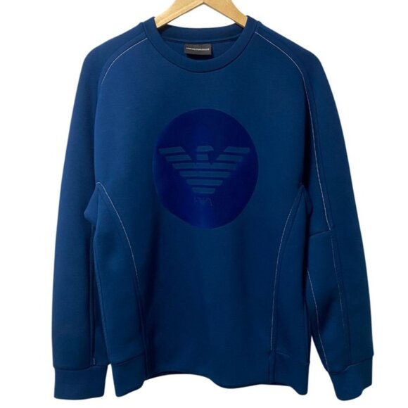 Emporio Armani Blue Logo Jumper Size M — Men’s Lightweight Knit - Picture 1 of 11